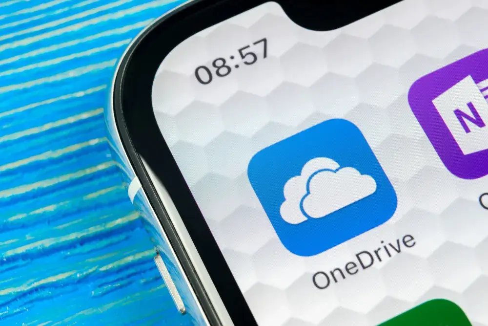 one drive app showing in a mobile phone